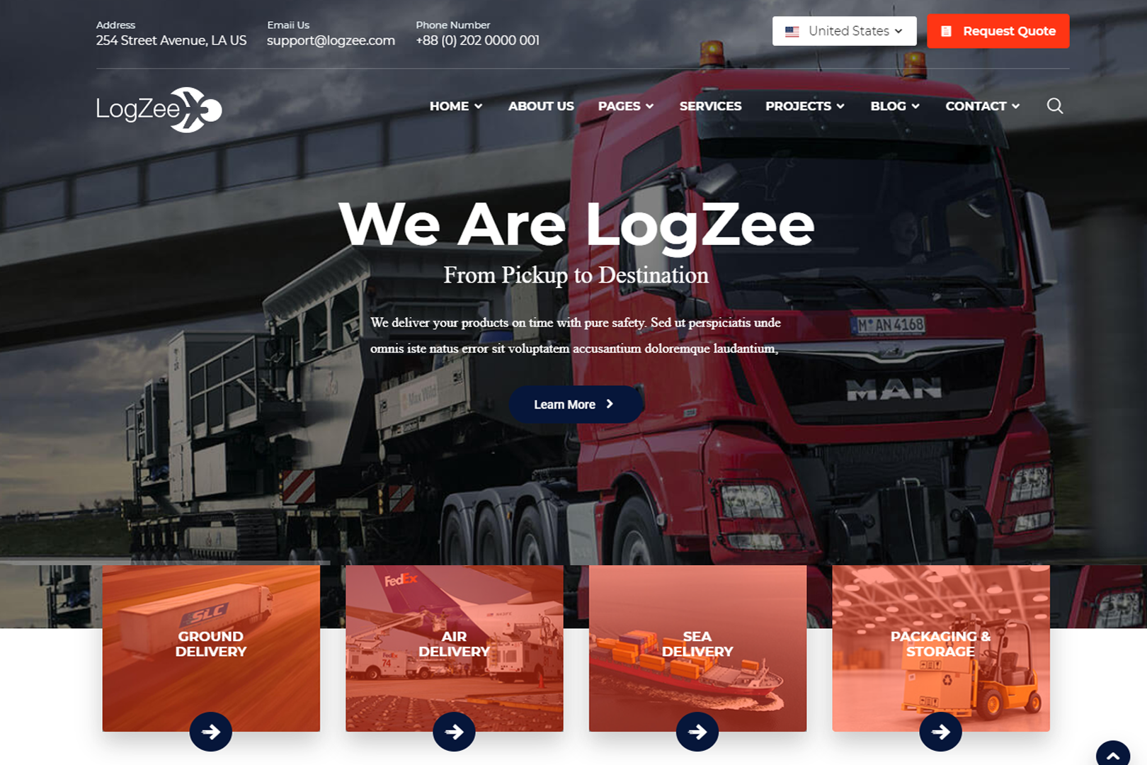 Logzee Logistics Transportation Cargo Html Template Free Download