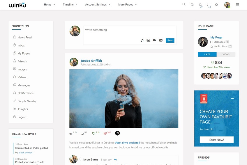 Winku Social Network Corporate Responsive Template