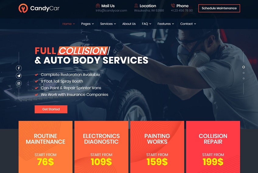 Candycar Auto Service Html Template Free Download