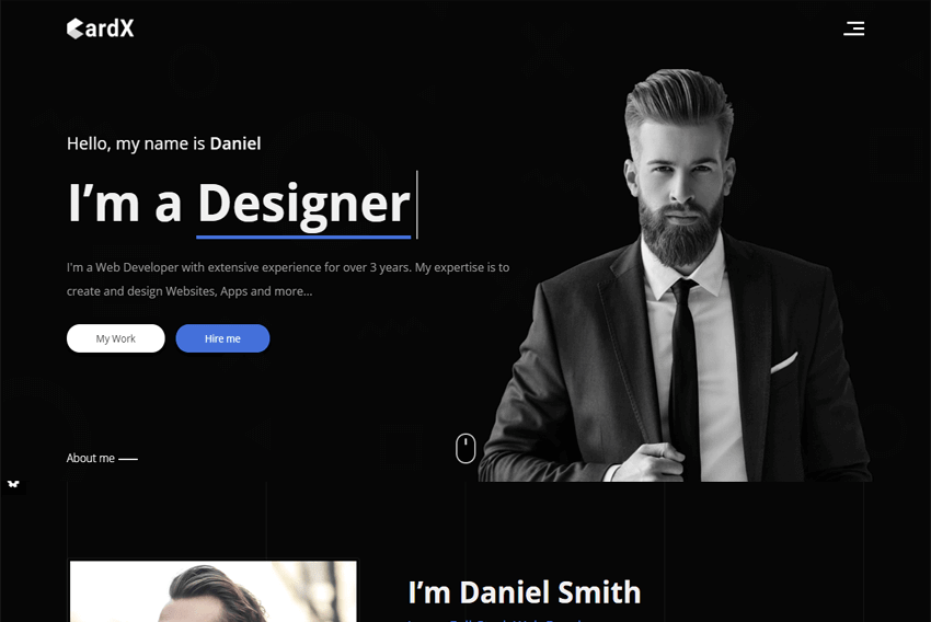 CardX Modern Personal Portfolio Resume CV HTML5 Template