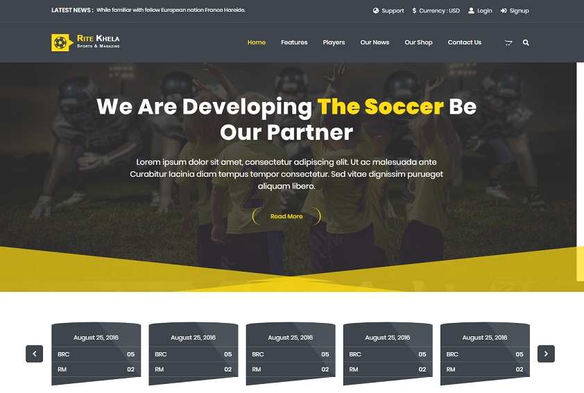 Responsive Free Sports Website Templates - Templates Hub